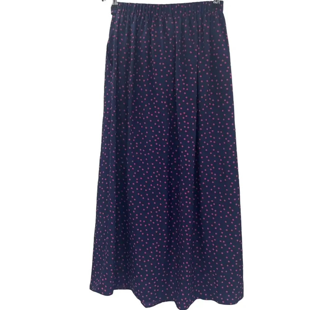 J. PETERMAN Maxi Polka Dot Skirt Womens Size 6 Lightweight Pull On Self Tie Belt - Picture 2 of 9